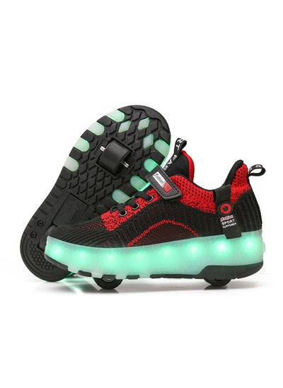 اشتري Roller Shoes USB Charge Girls Boys Sneakers with Wheels LED Roller Skates Shoes في السعودية