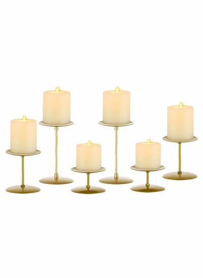 اشتري Candle Holders Candle Plates - Set of 6 Candelabra Candle Stand Iron Plate Minimalism Modern Home Mantel Dinning Table Decorations Centerpiece for Wedding, Party, Events, Gold في السعودية