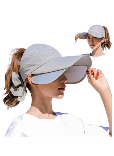 اشتري Wide Brim Visor Hat for Women, Golf Visor Cap Sun Protection Hat for Beach Garden Tennis Running Sunshade Hat في الامارات