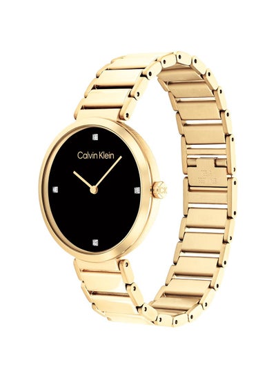 اشتري Analog Round Waterproof  Wrist Watch With Gold Strap 25200136 في الامارات