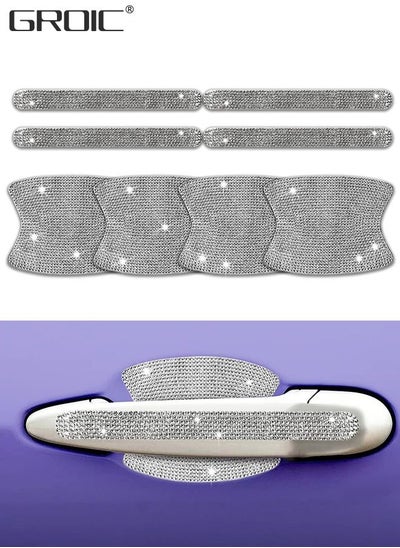 Buy 8Pcs Rhinestone Bling Car Door Handle Protector Stickers,Universal Car Handle Cover, Bling Car Accessories Crystal Glitter Reflective Door Handle Stickers for Car Laptops Decoration in UAE