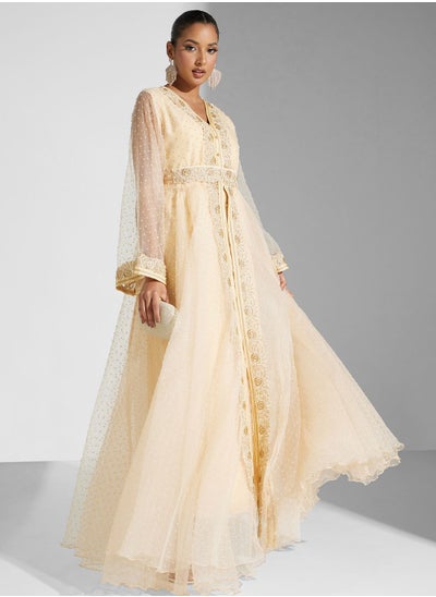 Buy Lace Detail Belted Dress in Saudi Arabia