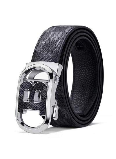 Buy Full Card Slot Plaid Mens Fashion Light Luxury Letter Buckle Belt in UAE