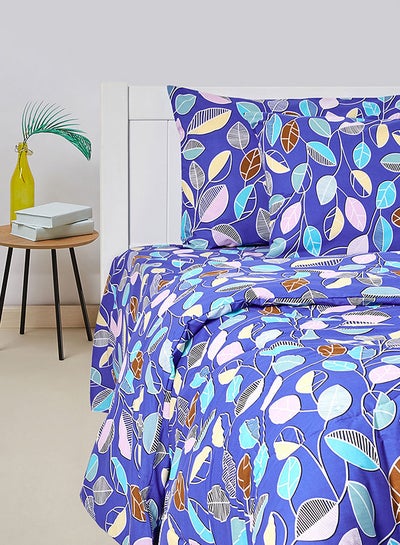 Buy 3-Piece Multi Leaf Printed Design 180 TC Ploy Cotton Single Comforter Set in UAE