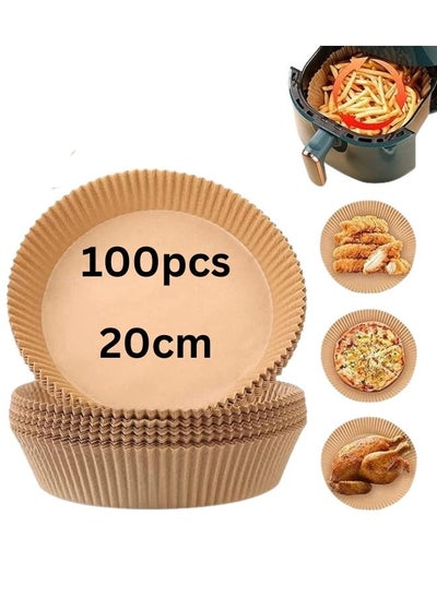 Buy Air Fryer Disposable Paper Liner, 100Pcs Non-Stick Air Fryer Paper Liners, Oil-Proof Parchment Paper Liners Disposable Air Fryer Liner, Food Pad Paper For Baking Microwave Roasting 20Cm in Egypt