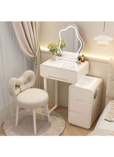 Buy Makeup Vanity Table Dressing Table Flip Mirror With Drawers And Chair With BT Speaker ,wireless charger and USB port 60CM in UAE