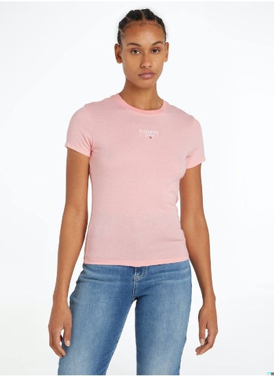 Buy Women's Slim Essential Short Sleeve T-Shirt - Cotton, Pink in UAE