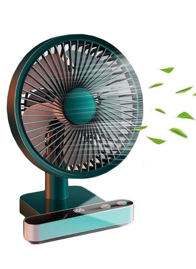 اشتري Portable Desk Fan, USB Rechargeable Battery Operated Fan with Four Speeds 24h battery life,LED Display Lower Noise,4000Mah Battery for Home, Office, Dormitory,Desktop Table Fans في السعودية