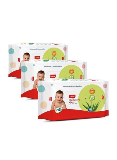 Buy Mositurising Wipes For Baby Skin With Aloe Vera Extract Paraben Free Fragrance Free Ph Balanced Dermatologically Safe Rich In Vitamin E & Chamomile Extract 72 Wipes Pack Pack Of 3 in Saudi Arabia