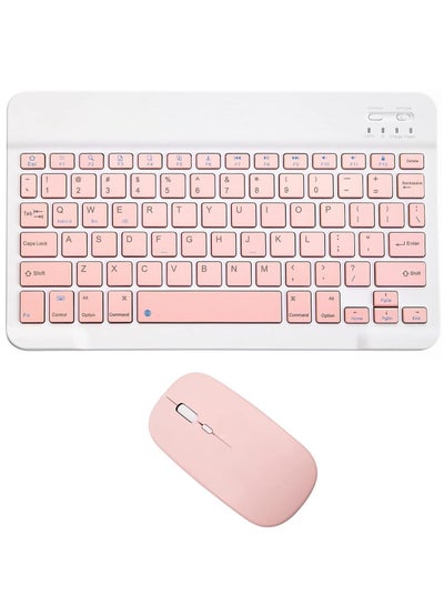 Buy Rechargeable Bluetooth Keyboard and Mouse Combo Ultra-Slim Portable Compact Wireless Mouse Keyboard Set for Android Windows Tablet Cell Phone iPhone iPad Pro Air Mini, iPad OS/iOS (Pink) in UAE