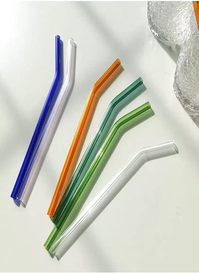 Buy Glass Straws, Heat Resistant, Anti-Lipstick, Pearl Milk Tea, Transparent, Adult, Mom, Eco-Friendly, Non-disposable, Thick Straws (4 Pack) in Egypt