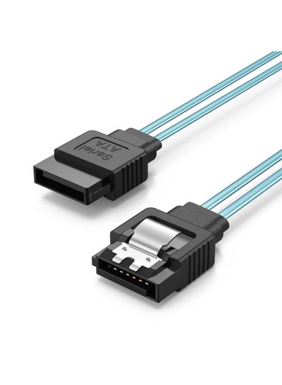 اشتري SATA III Cable, SATA III 6.0 Gbps 7PIN High Speed Data Cable, 5Pcs Female Straight to Straight Angle Female with Locking Latch 1ft, Blue في الامارات