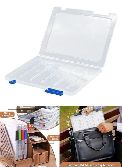 اشتري Transparent Storage Box Clear Plastic Document Paper Filling Case A4 File Box في مصر