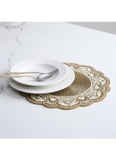 Buy Milo Beaded Placemat D38cm-Gold in UAE