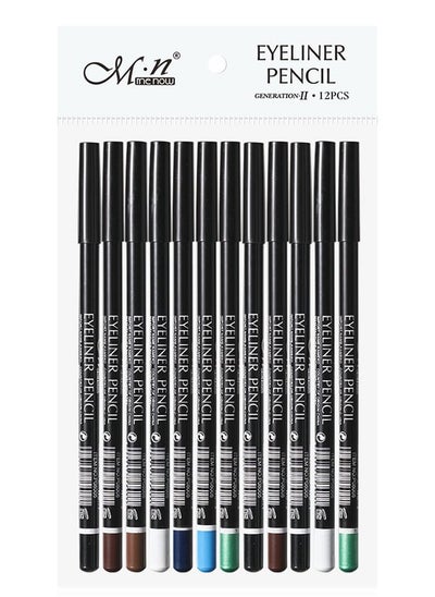 Buy Eyeliner Pencil Package Multicolor - 12 Pcs in Egypt