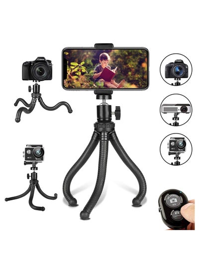 Buy Phone Tripod, Flexible Cell Phone Tripod Adjustable Camera Stand Holder with Wireless Remote and Universal Clip 360° Rotating Mini Tripod Stand for iPhone in UAE