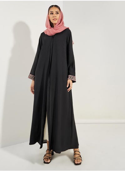 Buy Embroidery Cuff Detail Abaya with Hijab in Saudi Arabia