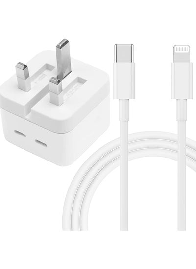 Buy Fast Charger Fast Charging for IP, 35W PD USB C Dual Port Wall Charger, 3FT USB C Cable, 2 USB C Charging port, USB C Charger Block for iPhone 16/15 /14/13 Pro/14 Pro Max and more in UAE