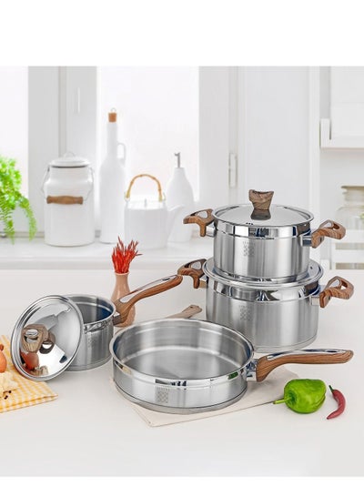 Buy Definition Stainless Steel 7 Piece Cookware Set in Saudi Arabia