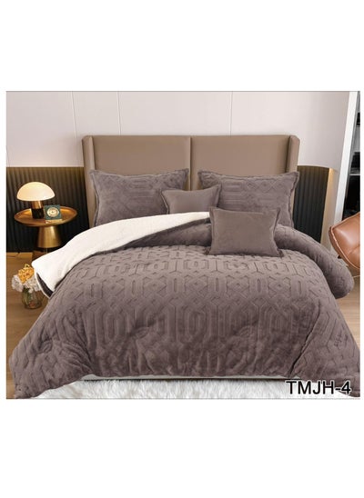 Buy Comforter set Pattern Tufted Soft & Breathable Microfiber king size 6pcs, Embroidered Textured Bedding Set in UAE