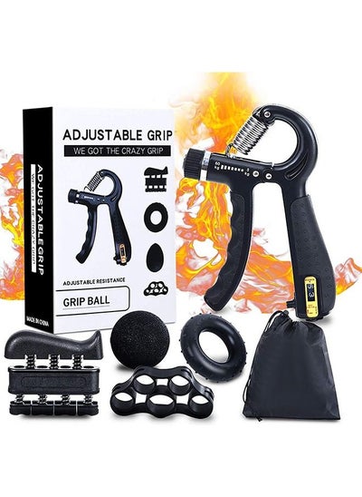 اشتري 5 Pack Hand Grip Strengthener Trainer Kit - Hand Strengthener & Grip Strength Kit - Forearm Grip Adjustable Resistance - Finger Stretcher, Hand Gripper, Finger Exerciser for Men/Women في السعودية