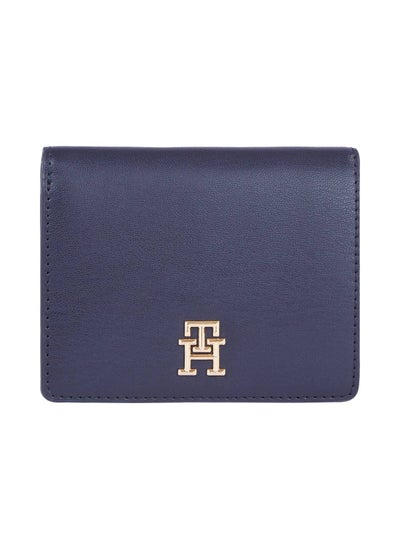 Buy Women's Chic Th Monogram Medium Bifold Wallet - faux leather, Blue in UAE