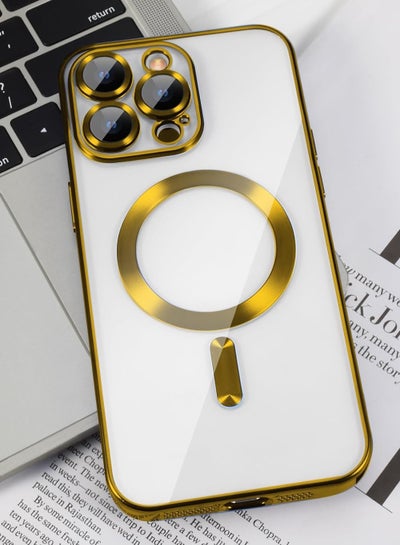 Buy Tcaraersing for iPhone 15 Pro Max Magnetic Case, Compatible with MagSafe, Built-in Camera Lens Protector, Luxury Plating Soft TPU Clear Shockproof Slim Thin Fit Cover iPhone 15 Pro Max 6.7'' - Gold in Egypt