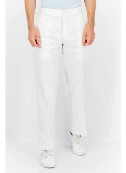 Buy Men Original Fit Plain Chino Pants, White in UAE