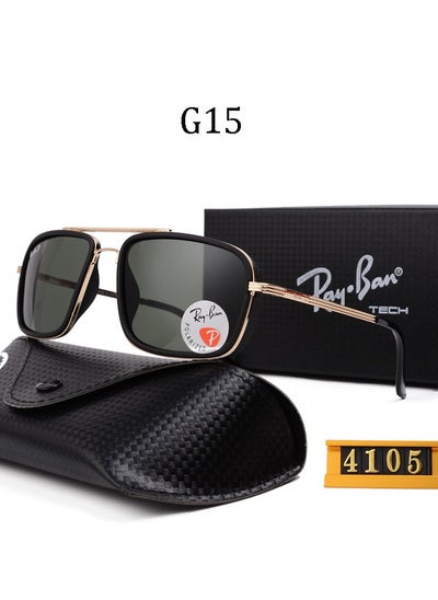 Buy Ray-Ban High Quality Men's Sunglasses Metal High-end Sunglasses Gold Frame with Black Lenses UV Lenses in Saudi Arabia