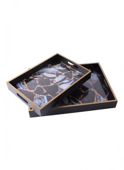 Buy 2-Piece Rectangular Wooden Tray Set in Saudi Arabia