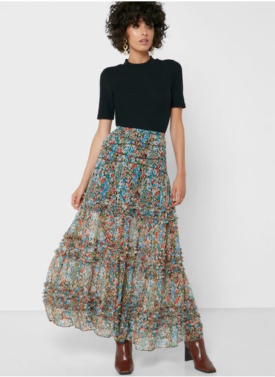 Buy High Waist Printed Skirt in UAE