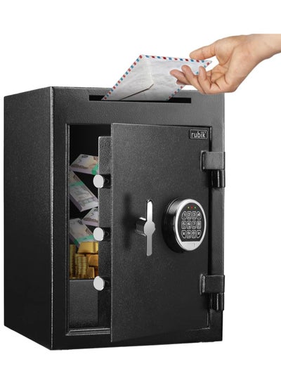 Buy Depository Safe Box With Drop Slot, Digital Combination Lock and Fireproof for Business Cash Money 56KG, RB-DS48 (48x34x38cm) Black in UAE