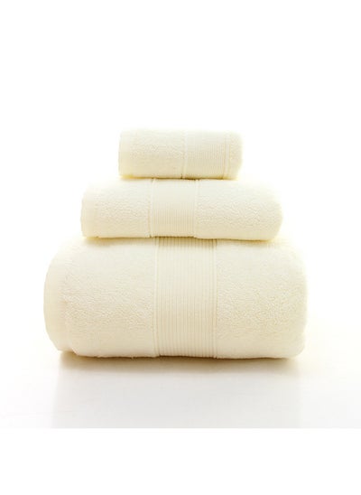 Buy Cotton Towel Set,Soft Absorbent and Quick Drying Series,100% Cotton,1 Square Towel + 1 Towel + 1 Bath Towel(Beige 3-Piece Set) in Saudi Arabia