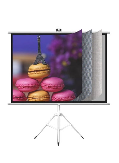 Buy 72 inch 16:9 Portable Projector Screen, White Fiberglass Material, 2-in-1 Wall Mount & Tripod Stand ET72W-169 for Outdoor and Indoor in UAE