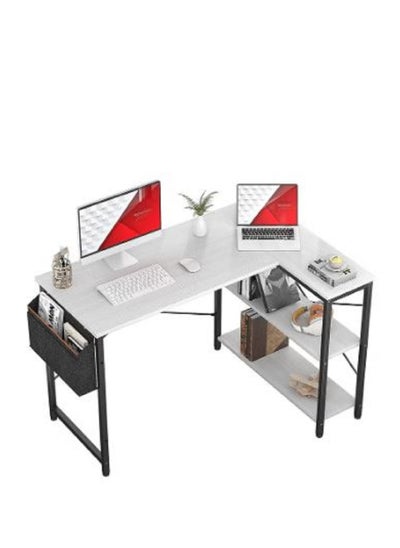 Buy L Shaped Computer Desk, L-Shaped Corner Desk with Reversible Storage Shelves for Home Office Workstation, Modern Simple Style Writing Desk Table with Storage Bag in Saudi Arabia