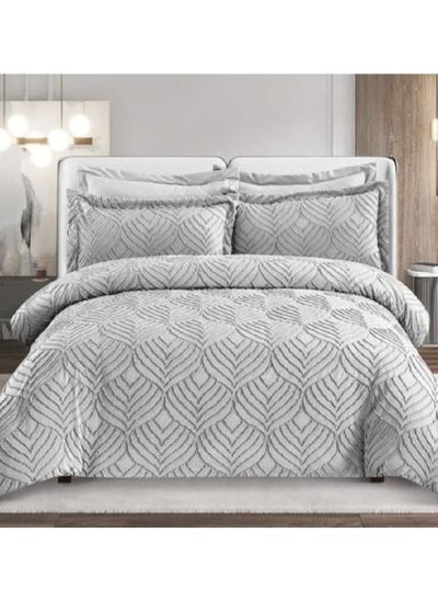 Buy COMFY 6 PC LIGHT GREY COTTON SATIN LUXURY COLLECTION ALL SEASON COMFORTER SET 220 X 240 CM in UAE