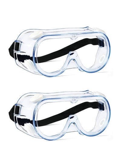 اشتري 2 Pcs Safety Goggles Protective Lab Eye Protection Stylish Round UV400 Transparent Blue Light for Men Womens في الامارات