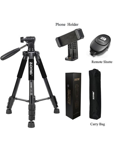 Buy Tripod,56-inch Camera Tripod,Flexible Travel Camera Tripod with 3-Way Pan Head and Phone Holder Mount Compatible with iPhone,Projector,Webcam,Spotting Scopes in UAE