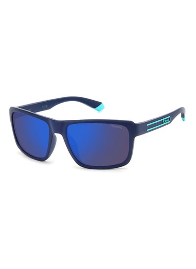 اشتري Men's Polarized Rectangular Shape  Sunglasses PLD 2158/S BLUE 42 - Lens Size: 42.4 Mm - Mtt Blue M في الامارات