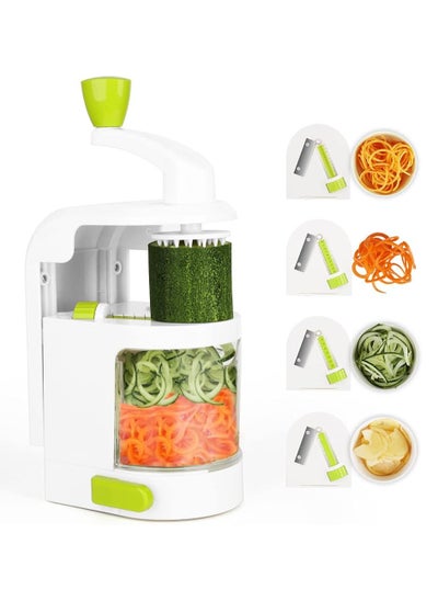 اشتري 4-IN-1 Vegetable Spiralizer Rotating Blade Veggie Spiralizer Zucchini Noodle Maker with Strong Suction Cup Spiral Vegetable Cutter Slicer في الامارات