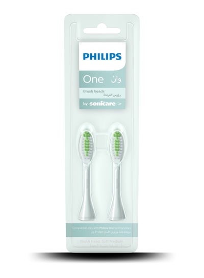 Buy Philips One By Sonicare, 2 Brush Heads, Mint Light Blue, BH1022/03 in UAE
