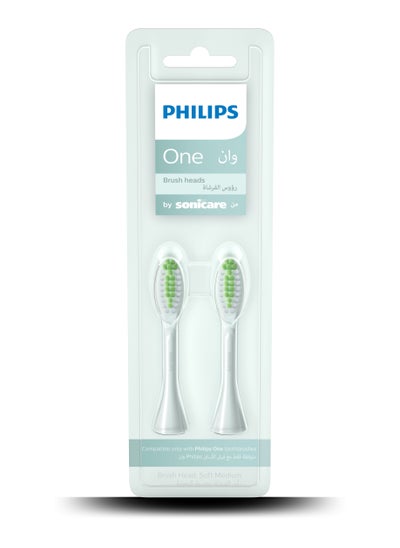 Buy Philips One By Sonicare, 2 Brush Heads, Mint Light Blue, BH1022/03 in UAE