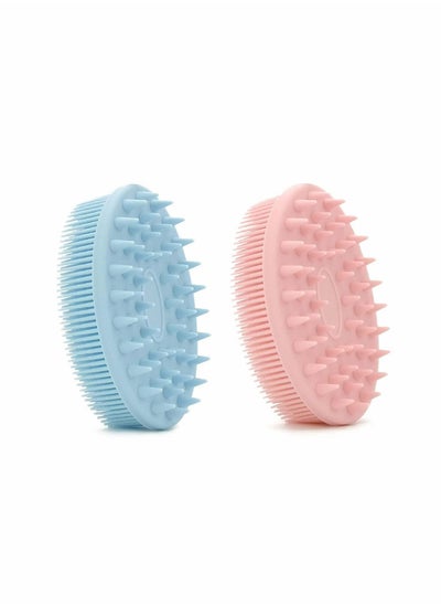 Buy 2Pcs Upgrade 2 in 1 Bath and Shampoo Brush, Silicone Body Scrubber for Use Shower, Exfoliating Premium Loofah, Head Scrubber, Scalp Massager/Brush, Wet Dry, Easy to Clean in UAE