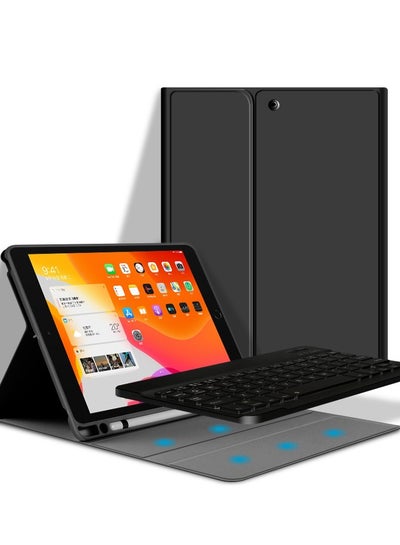 اشتري حافظة جلدية فاخرة  مع لوحة مفاتيح لاسلكية (الإنجليزية/العربية) لجهاز Apple iPad Mini6 8.3" 2021 - أسود في الامارات