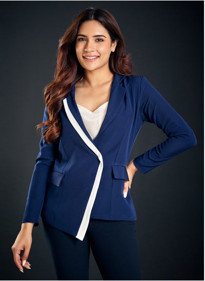 Buy Navy Blue Asymmetrical Blazer in UAE