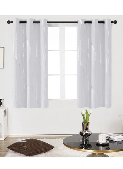 Buy 2-Piece Thermal Insulated Blackout Curtains Greyish White/Silver 100x137cm in UAE