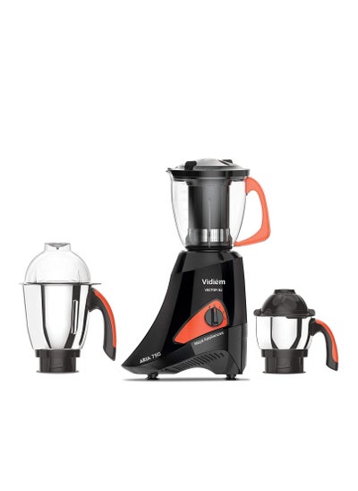 اشتري Vidiem mixer grinder 576 A Vector SJ (Black), 750 watt mixer grinder 3 leak proof jars with self-lock for wet and dry spices, chutneys and curries في الامارات