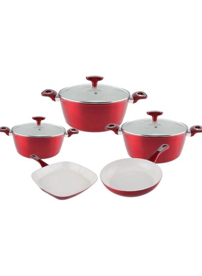 Buy Lambart 8-Piece Cookware Set 318101003 (Red) in Saudi Arabia