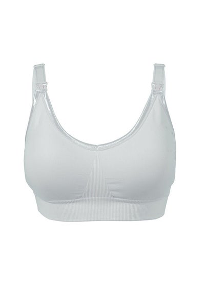 اشتري Full Cup Maternity & Nursing Bra - Non Wired Removable Breathable Pads- Easy One Hand Opening Buckles (L, Grey) في الامارات