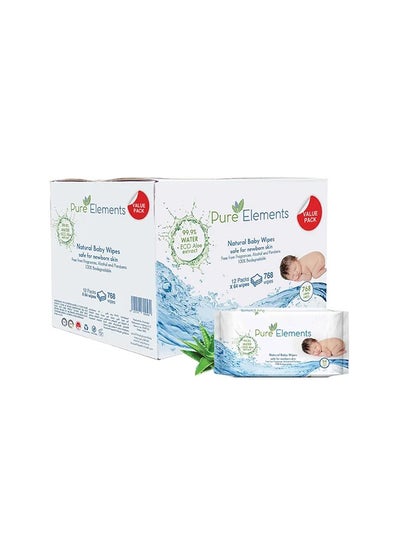 اشتري Aloe Natural Baby Wipes 12 x 64 768 Count في الامارات